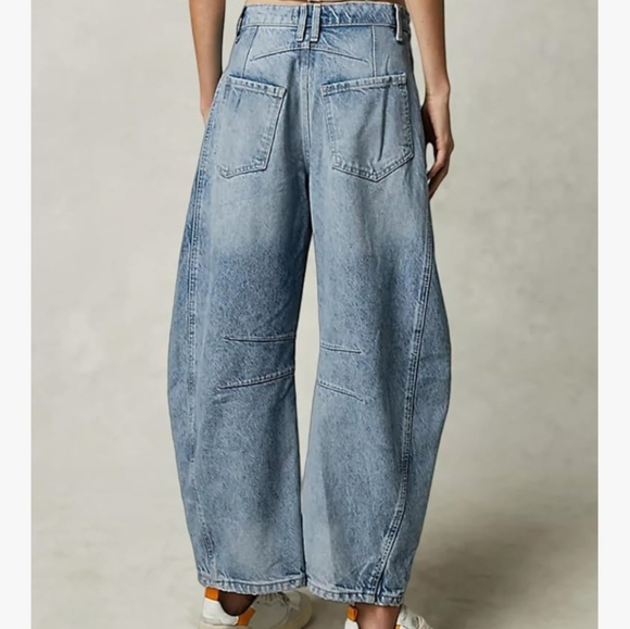 Barrel Jeans for Women High Waisted Boyfriend Baggy Wide Leg Jeans Y2K Vintage - Picture 2 of 5